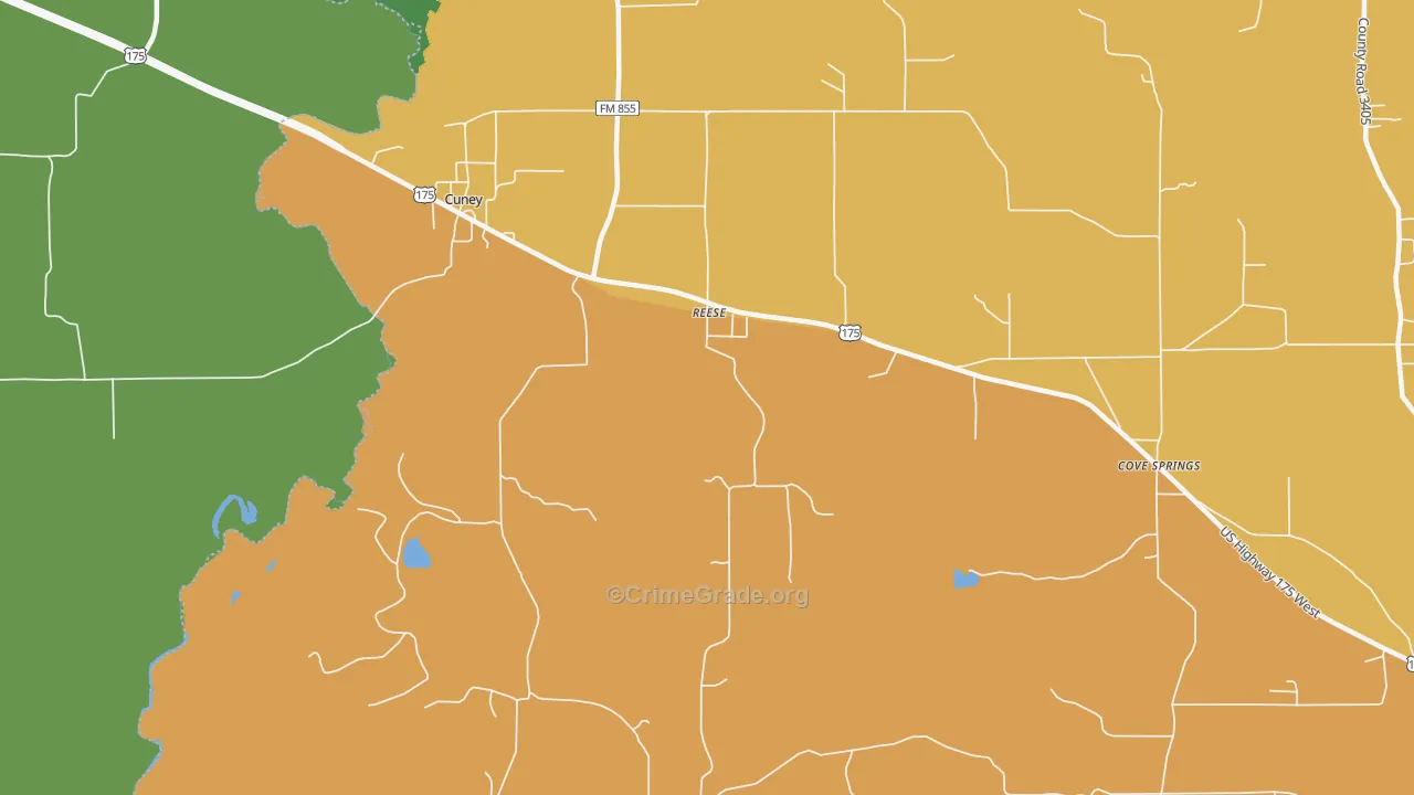 Reese, TX Map of Burglary Rates
