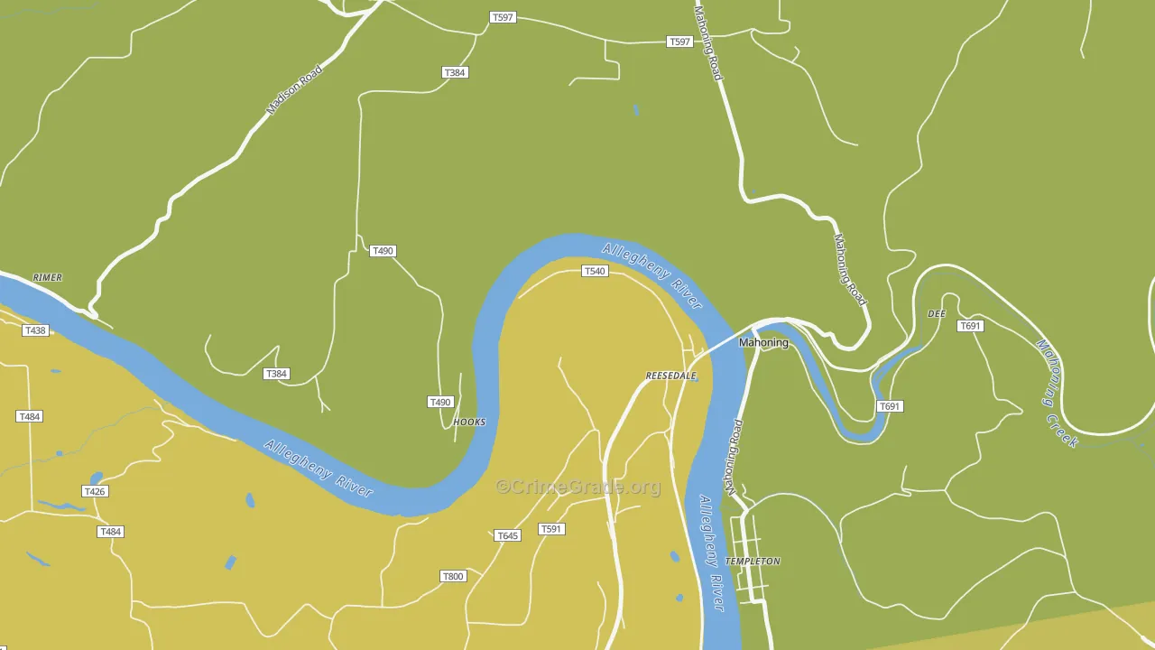 Reesedale, PA Map of Burglary Rates