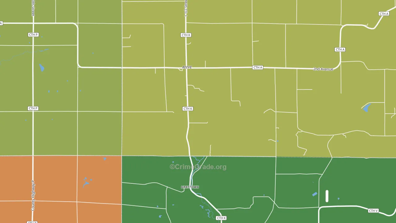 Reeve, WI Map of Burglary Rates