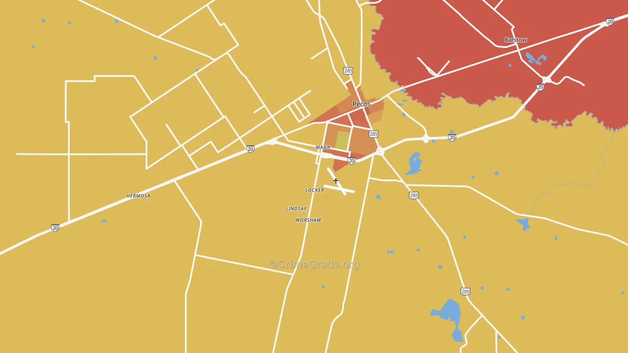 Reeves County, TX Map of Burglary Rates