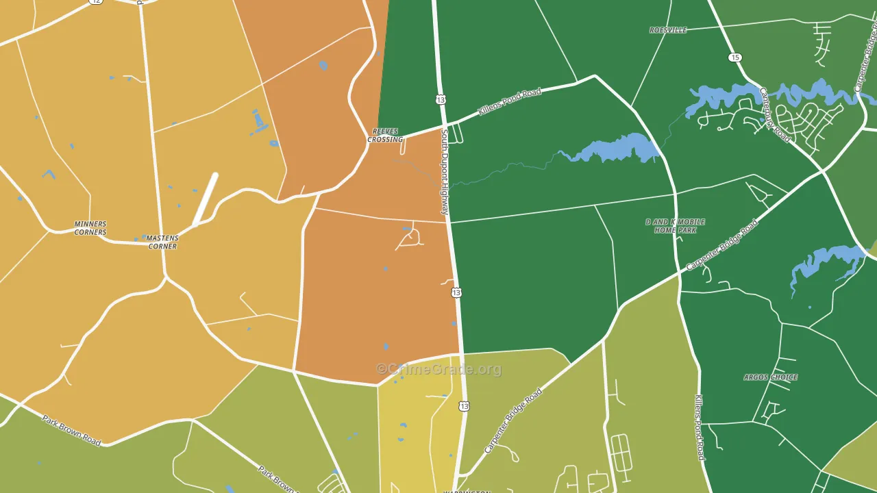 Reeves Crossing, DE Map of Burglary Rates
