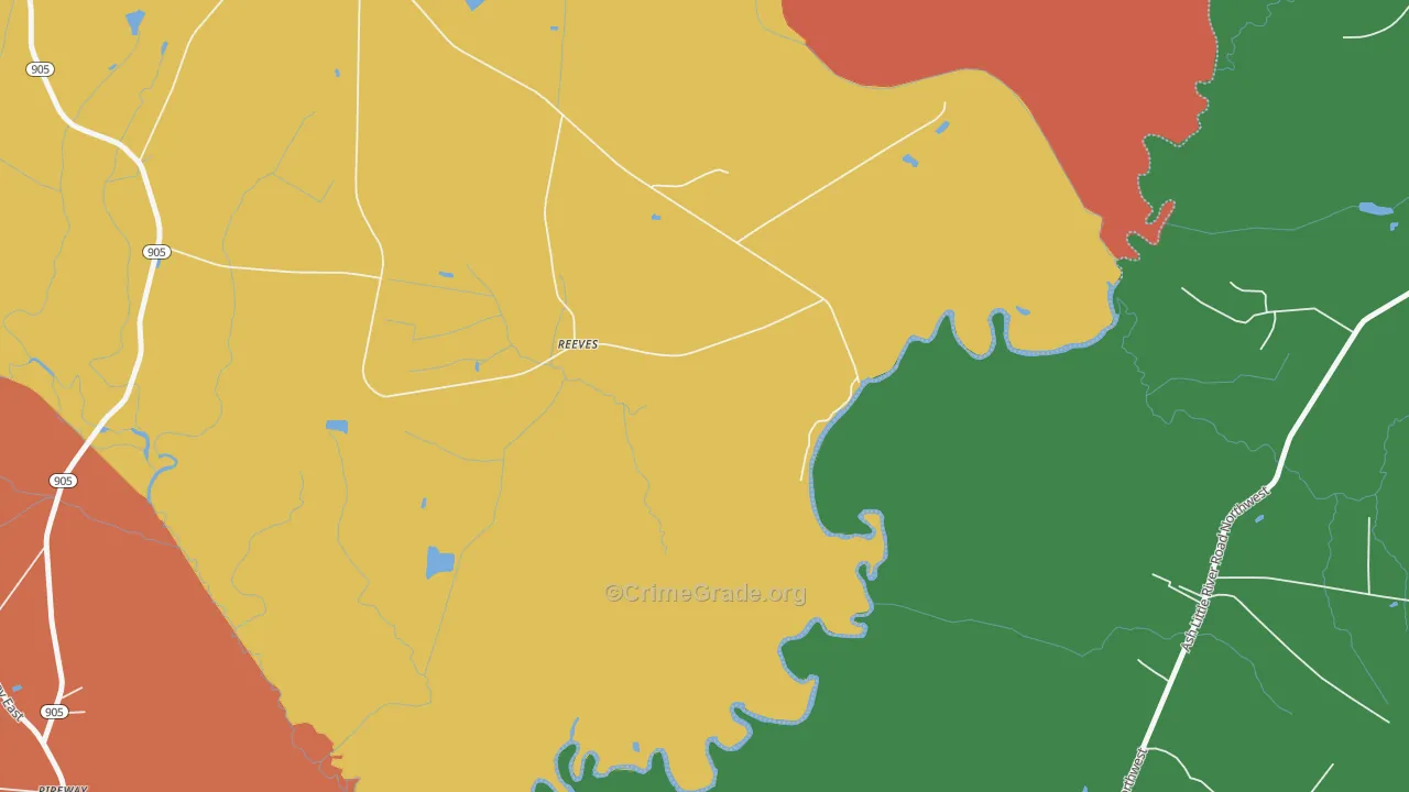 Reeves, NC Map of Burglary Rates