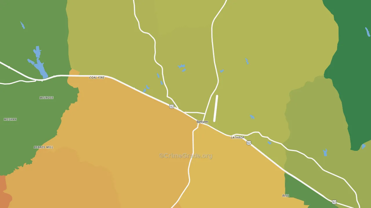 Reform, AL Map of Burglary Rates