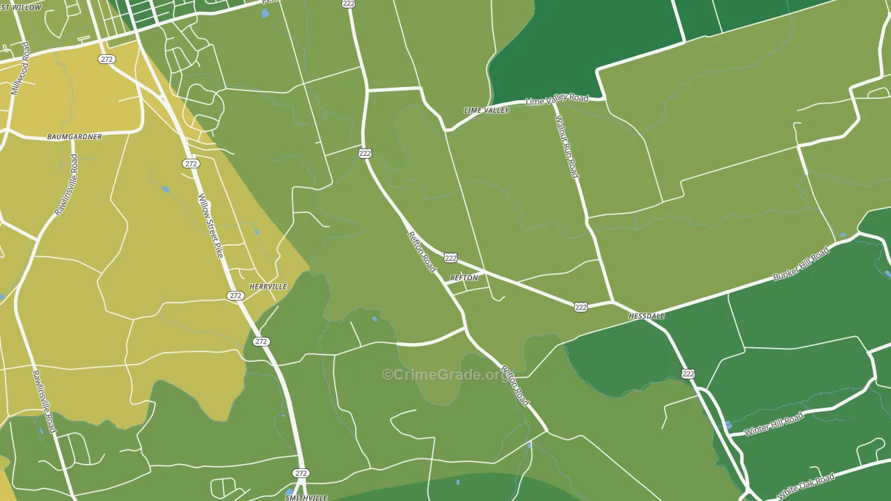 Refton, PA Map of Burglary Rates