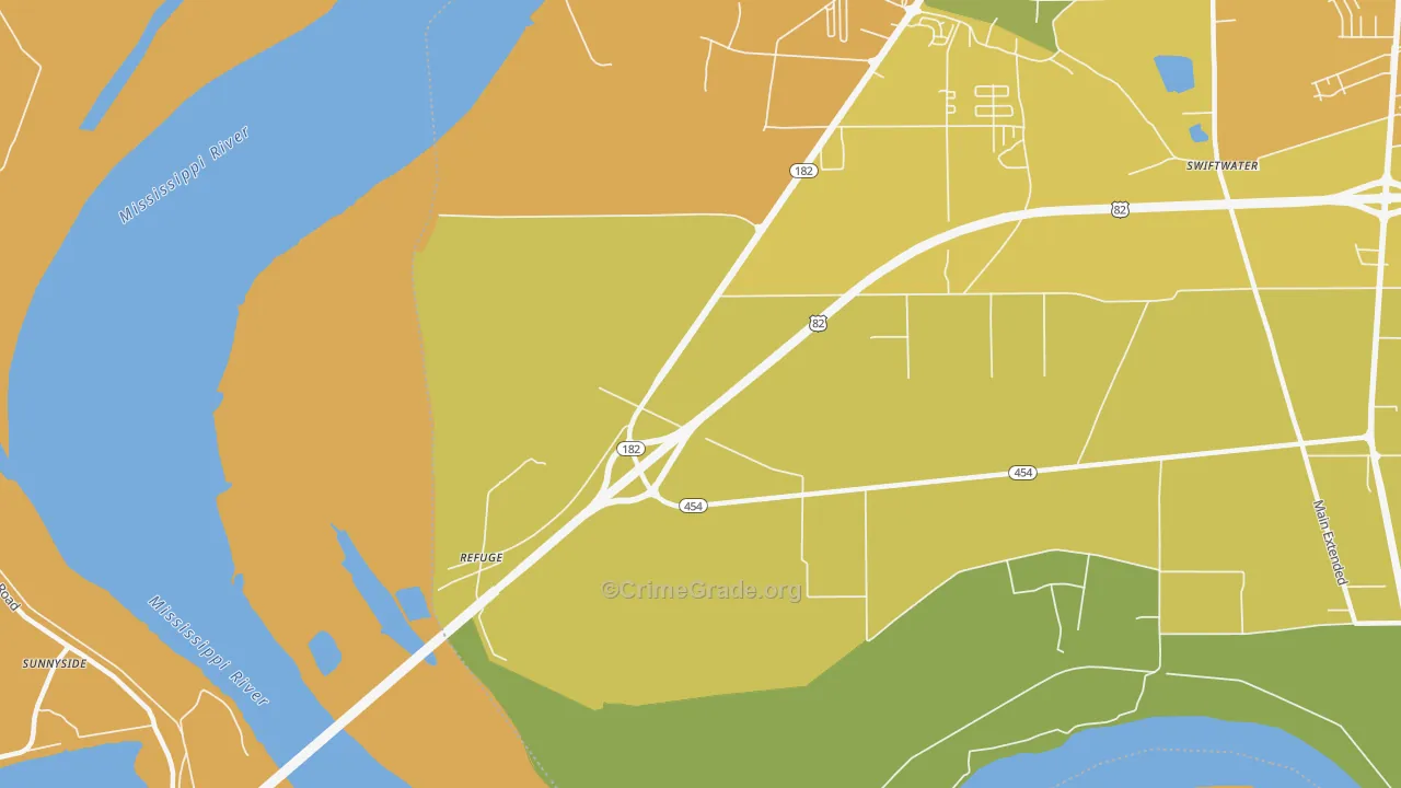 Refuge, MS Map of Burglary Rates