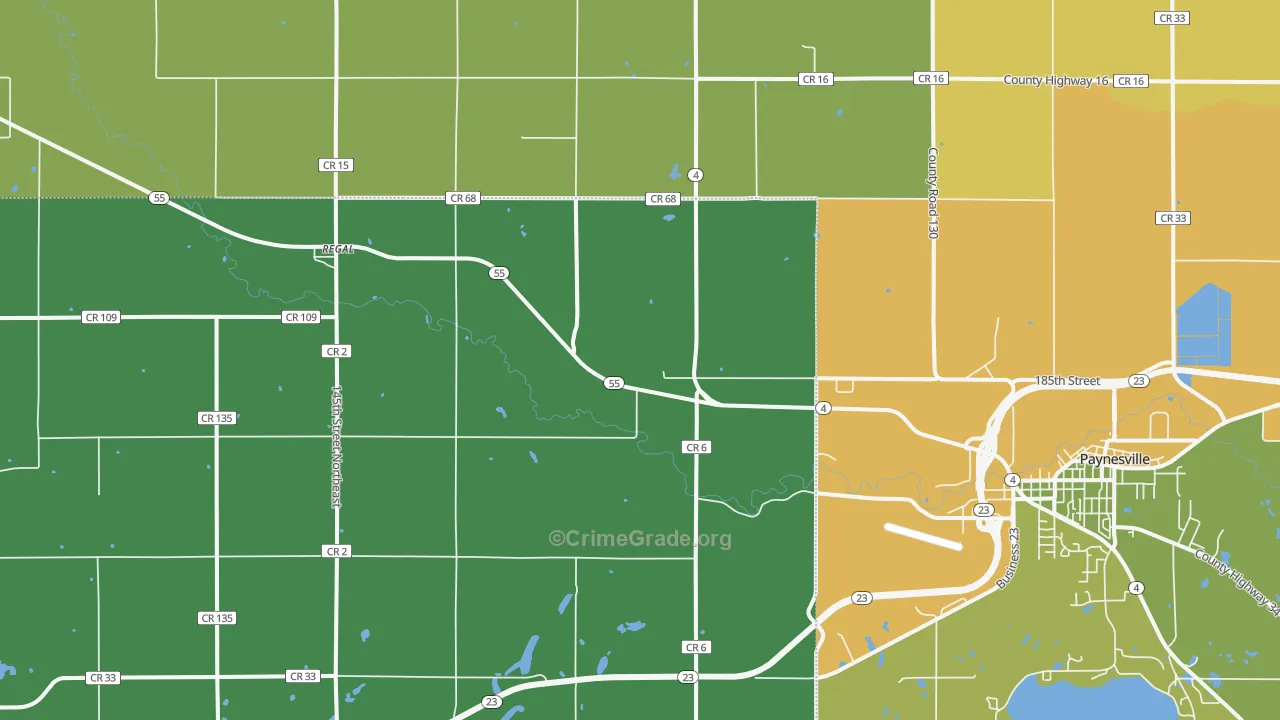 Regal, MN Map of Burglary Rates