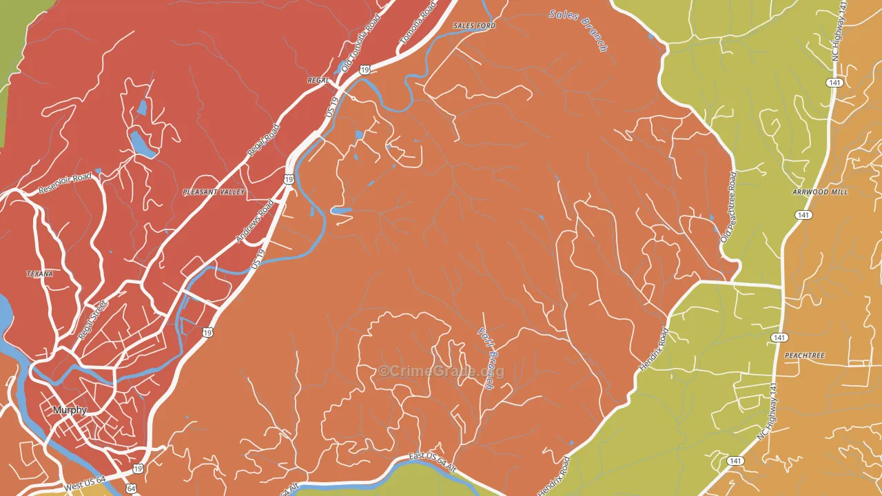 Regal, NC Map of Burglary Rates