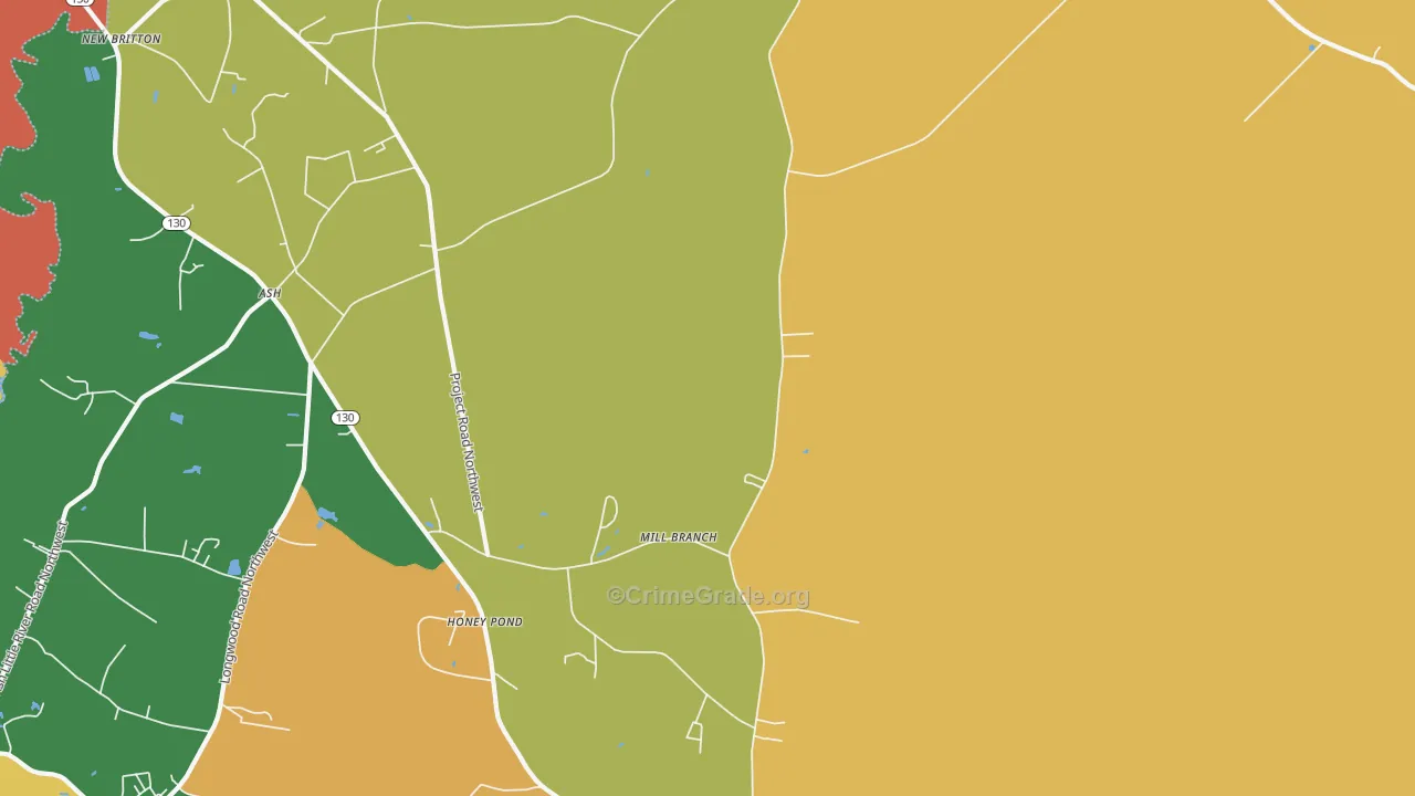 Regan, NC Map of Burglary Rates