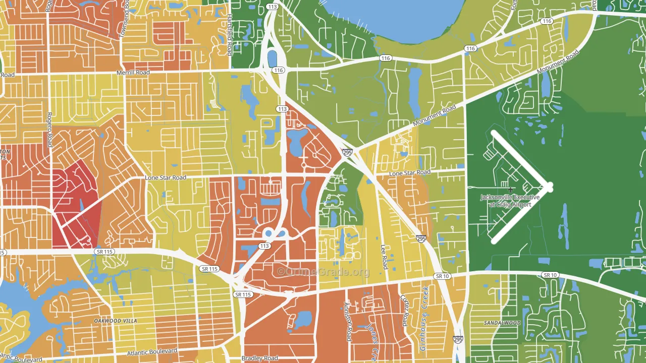 Regency, Jacksonville, FL Map of Burglary Rates