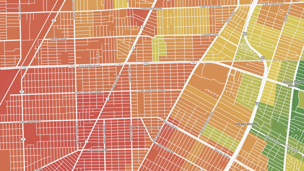 Regent Park, Detroit, MI Map of Burglary Rates