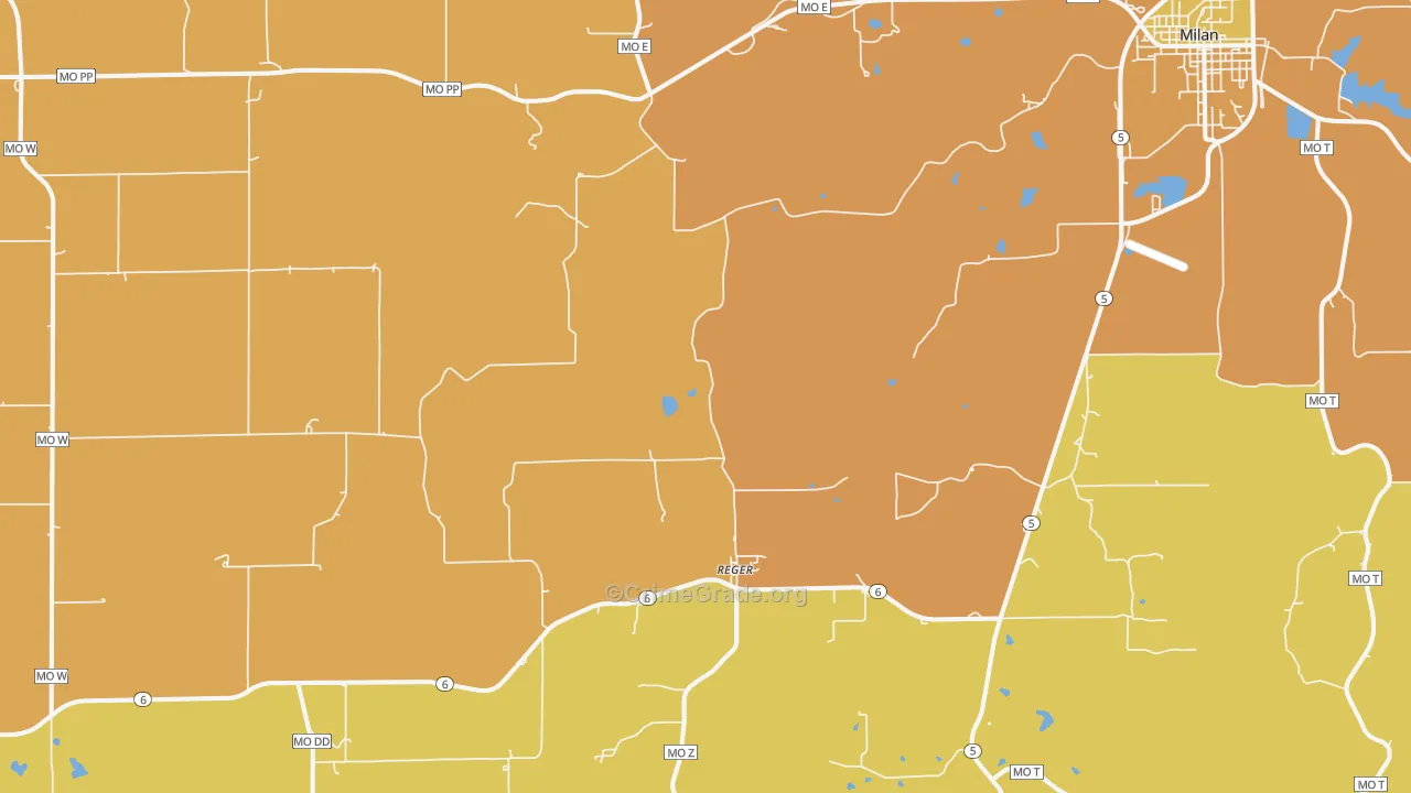 Reger, MO Map of Burglary Rates