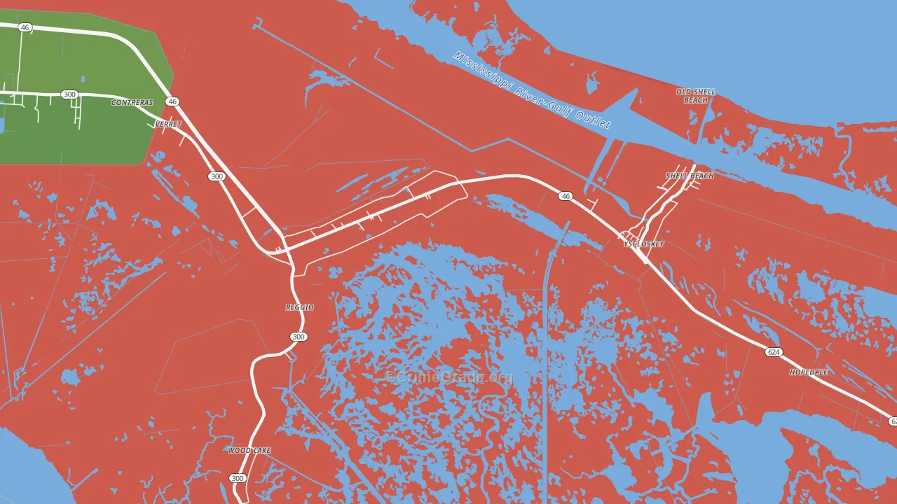 Reggio, LA Map of Burglary Rates