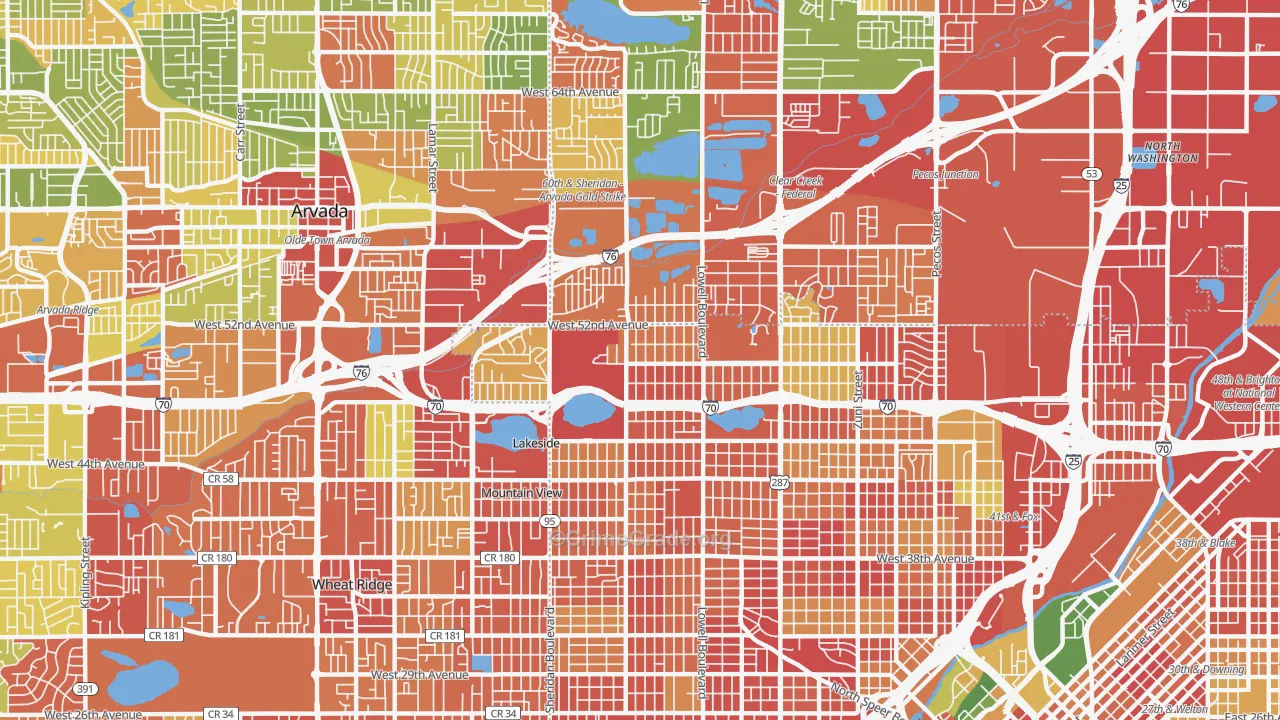 Regis, Denver, CO Map of Burglary Rates