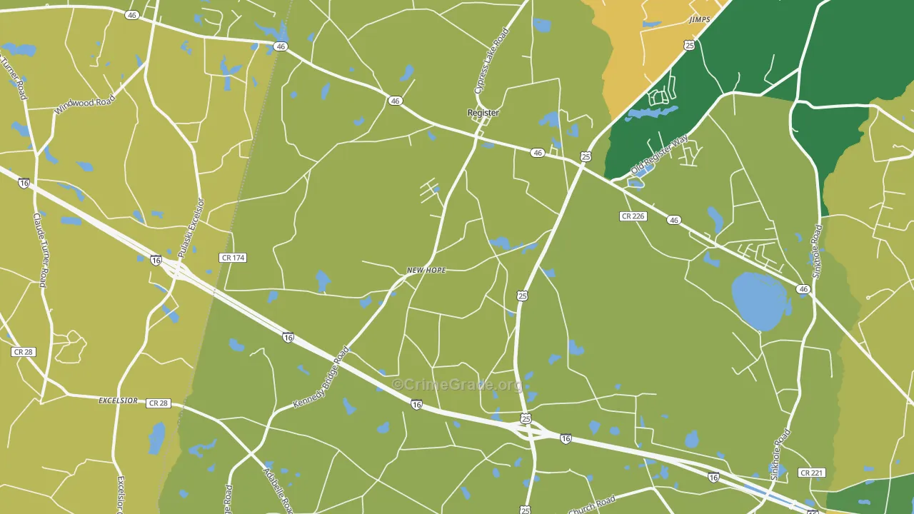 Register, GA Map of Burglary Rates