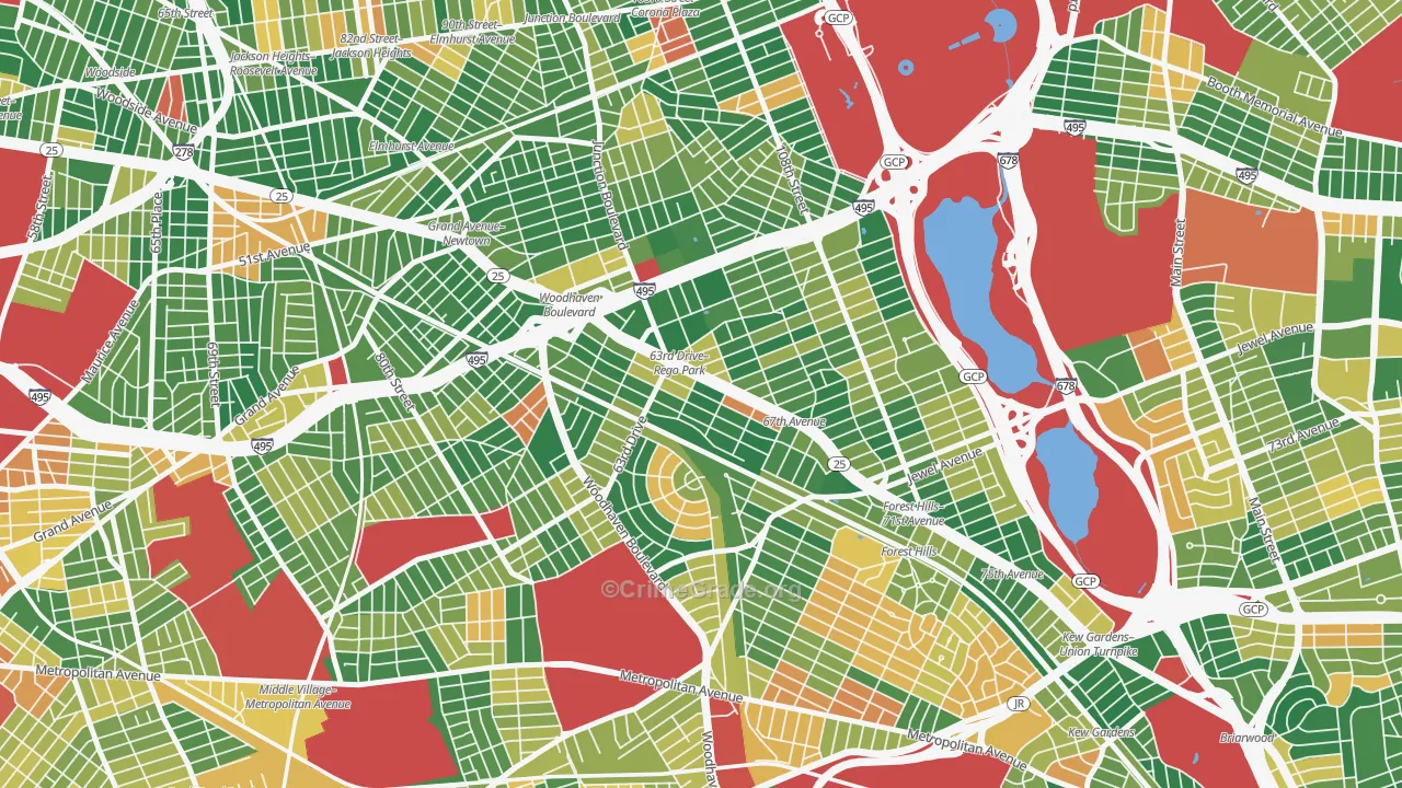 Rego Park, Queens, NY Map of Burglary Rates