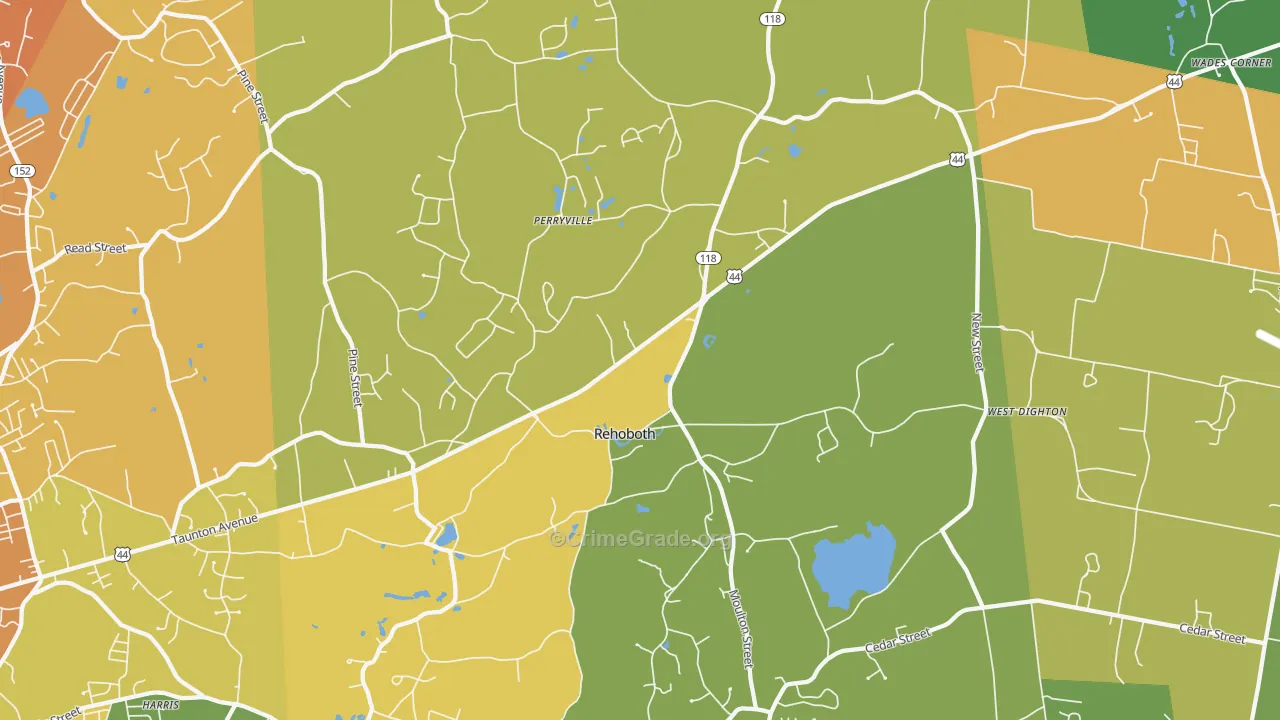 Rehoboth, MA Map of Burglary Rates