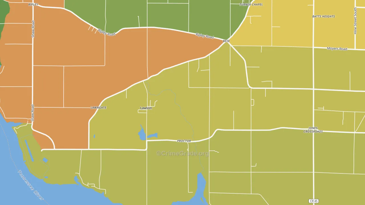 Reid, AL Map of Burglary Rates