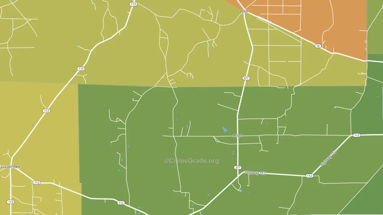 Reids, LA Map of Burglary Rates