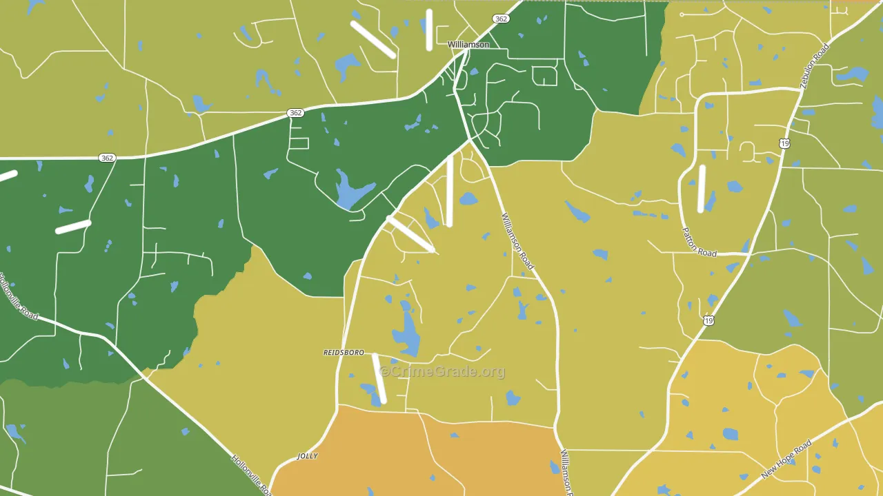 Reidsboro, GA Map of Burglary Rates