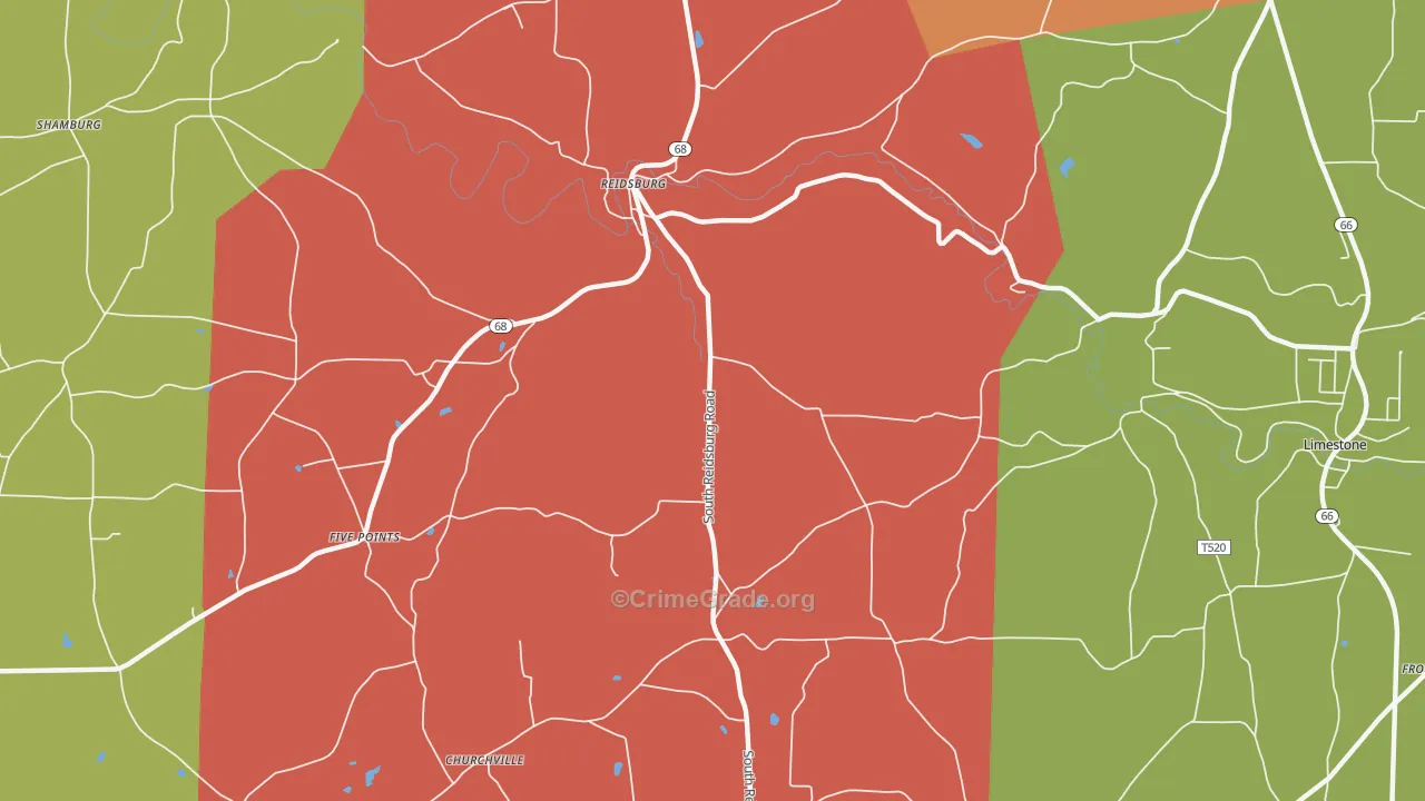 Reidsburg, PA Map of Burglary Rates