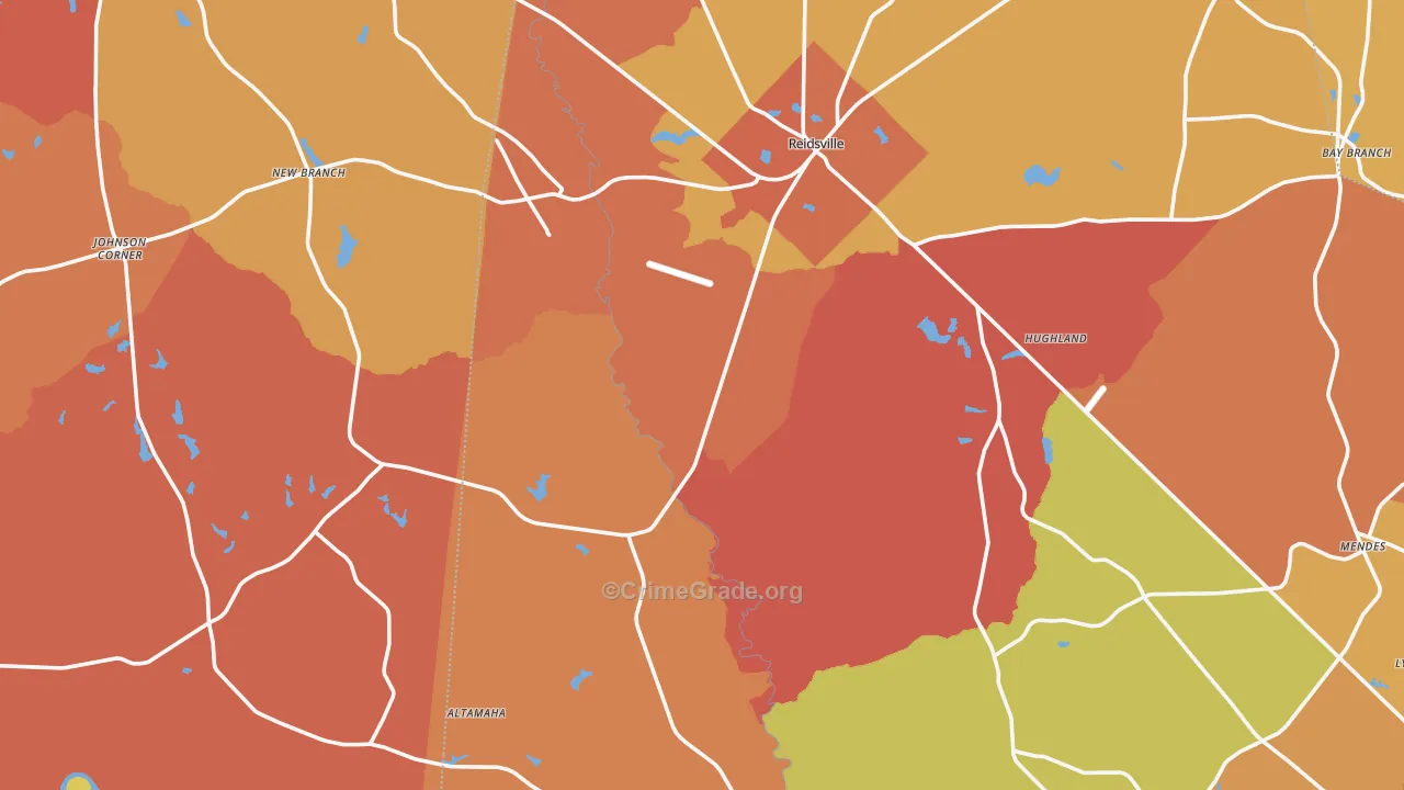 Reidsville, GA Map of Burglary Rates