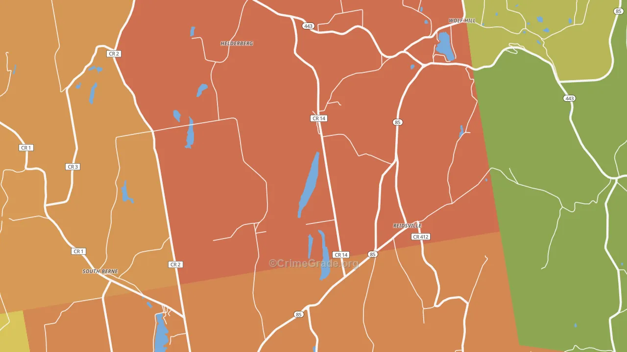 Reidsville, NY Map of Burglary Rates