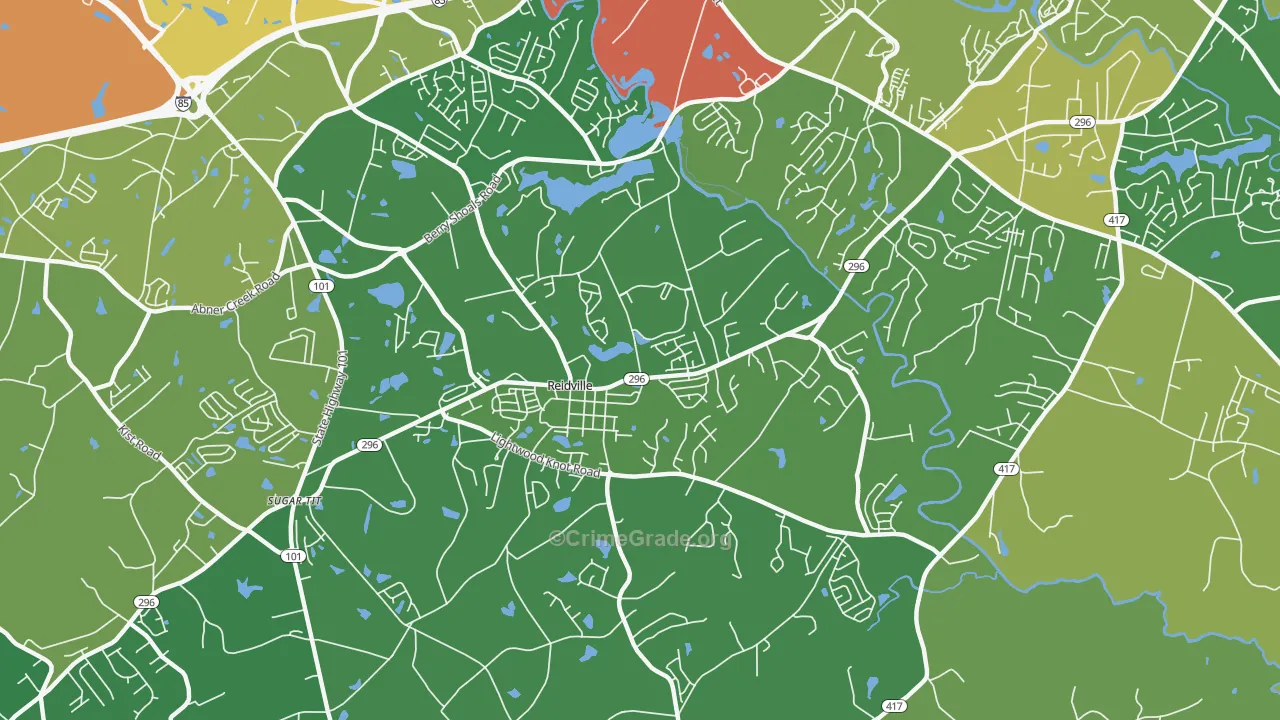 Reidville, SC Map of Burglary Rates