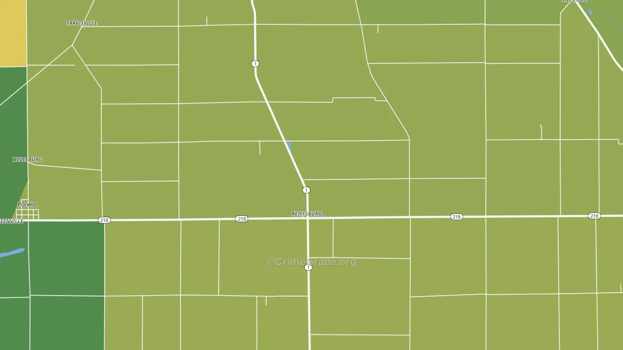 Reiffsburg, IN Map of Burglary Rates