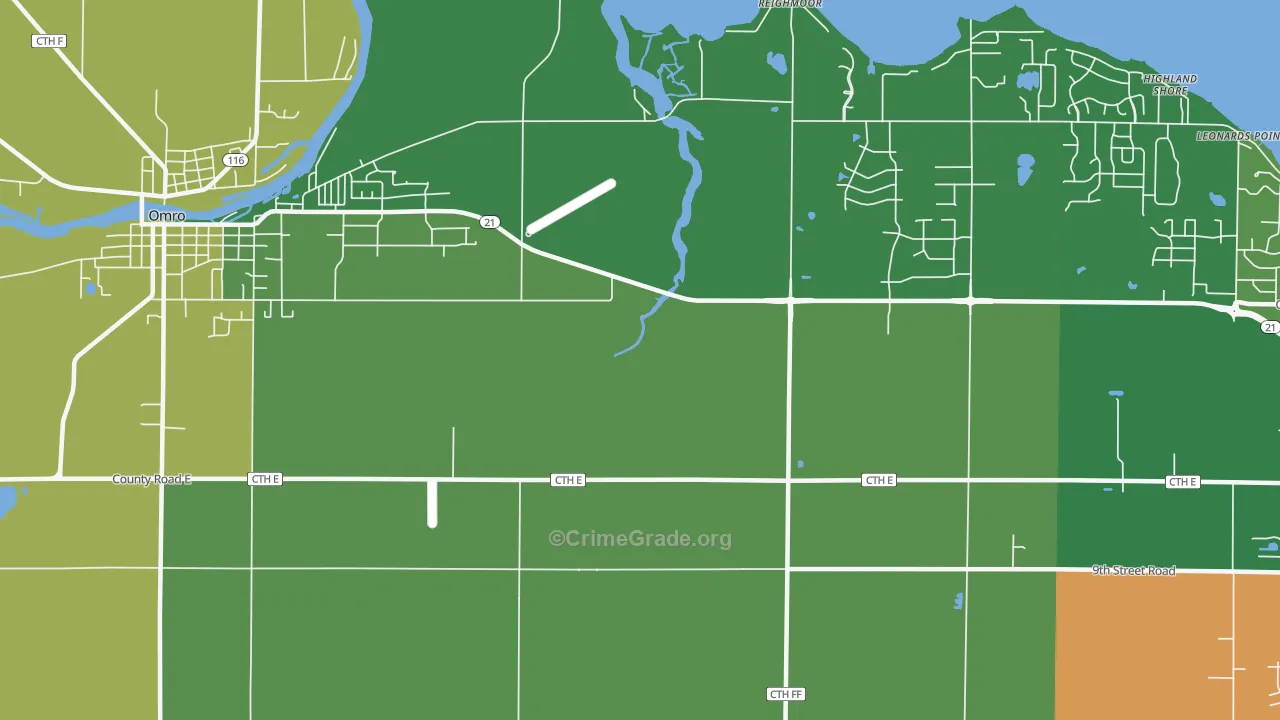 Reighmoor, WI Map of Burglary Rates