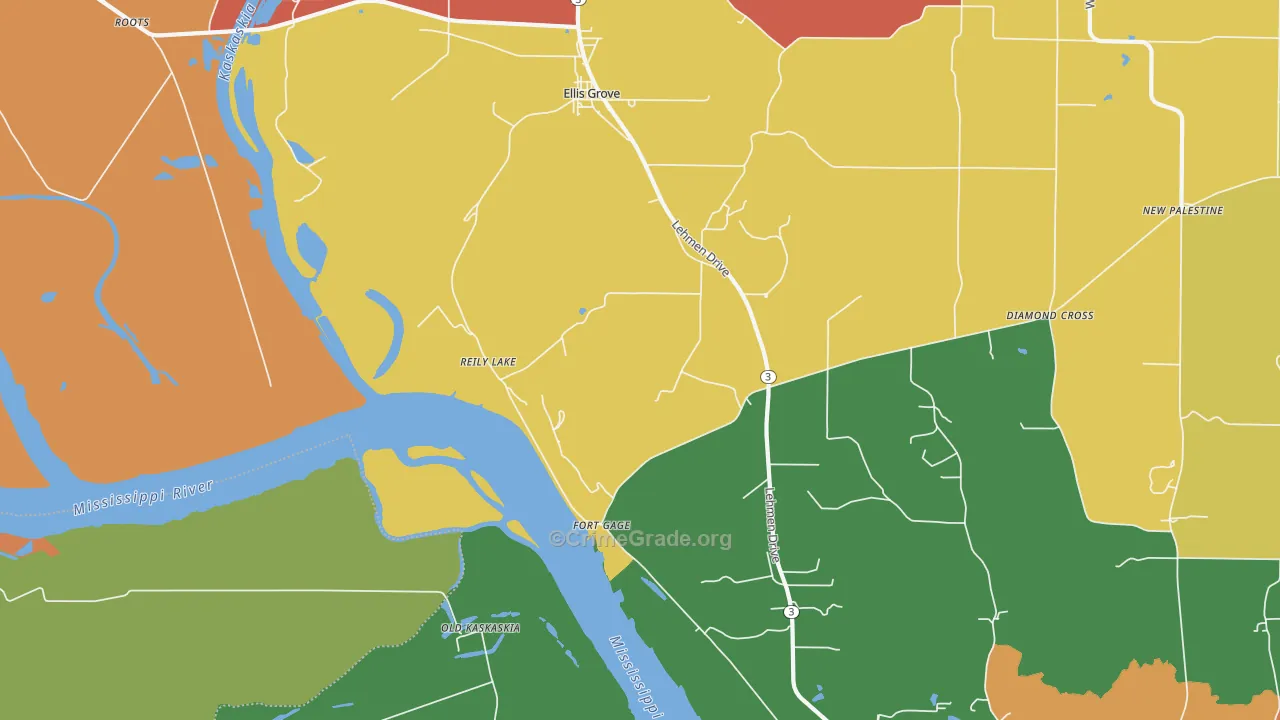 Reily Lake, IL Map of Burglary Rates