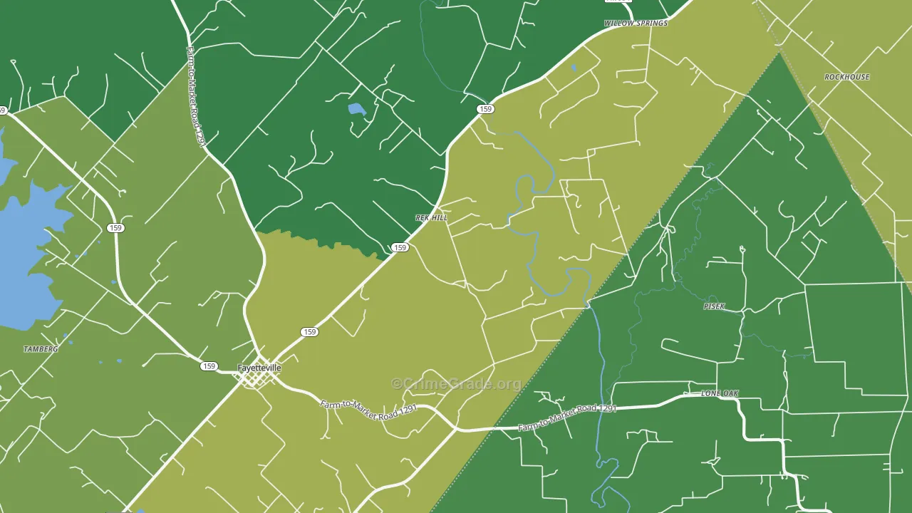 Rek Hill, TX Map of Burglary Rates