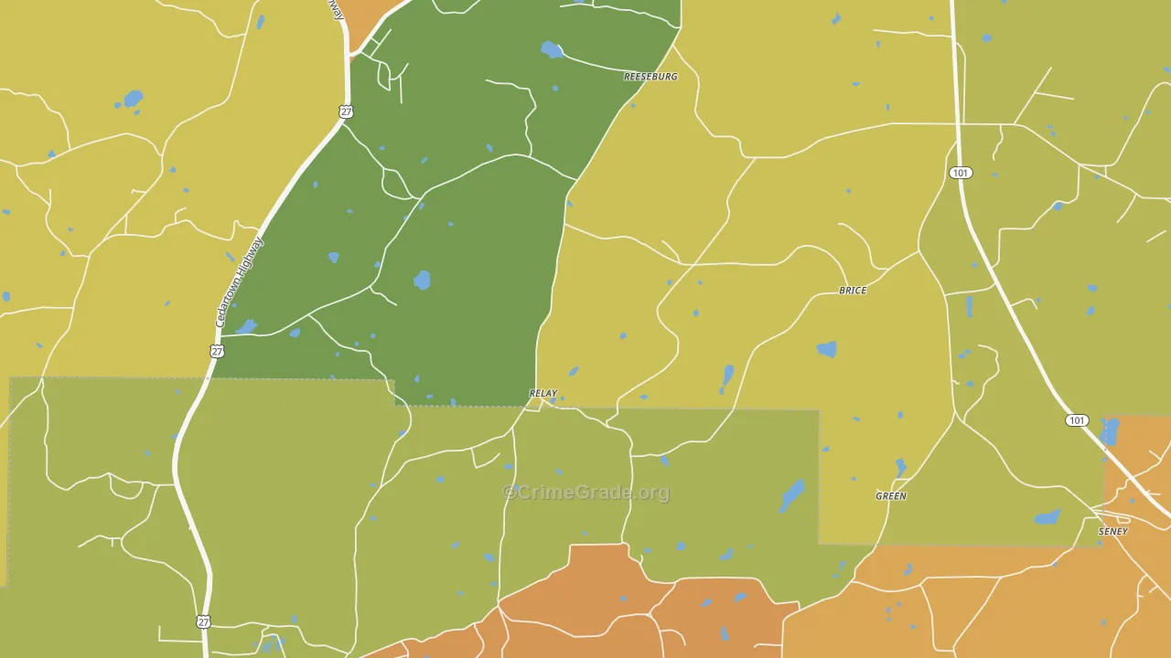 Relay, GA Map of Burglary Rates