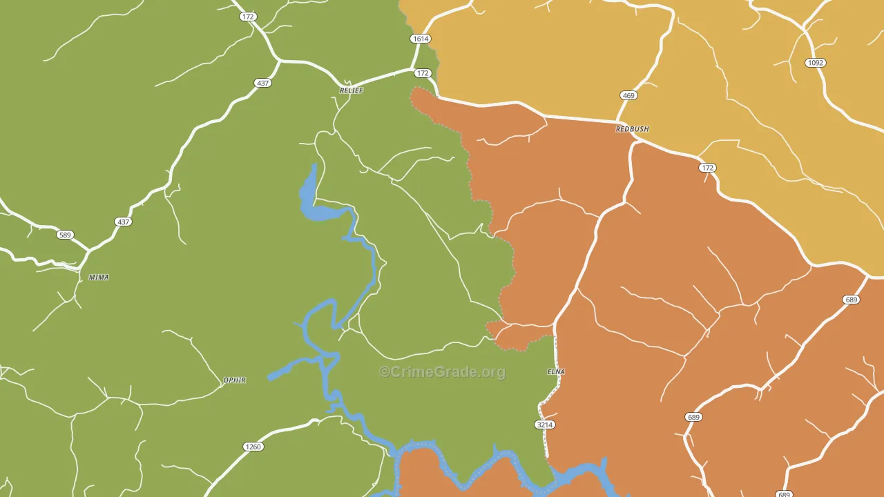 Relief, KY Map of Burglary Rates