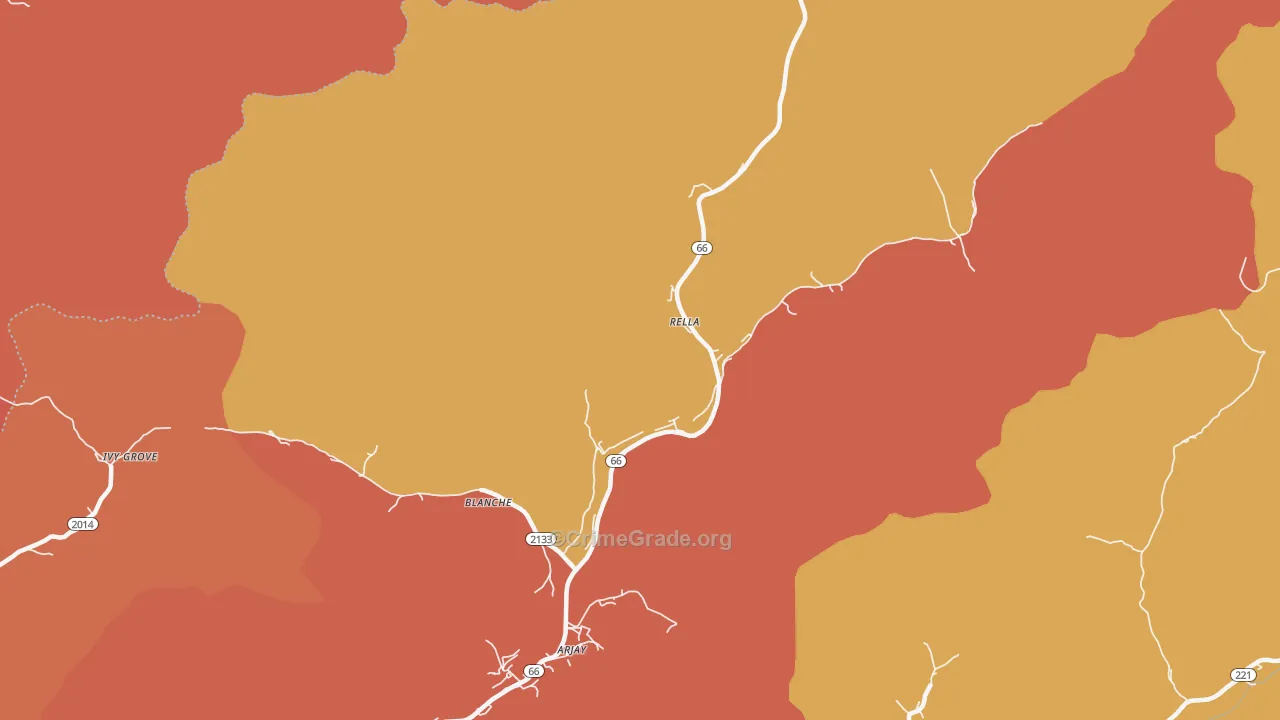 Rella, KY Map of Burglary Rates