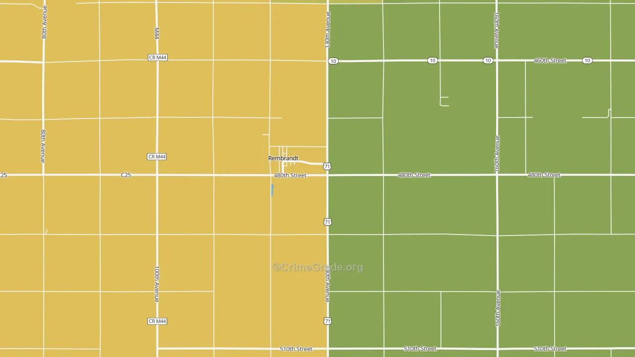 Rembrandt, IA Map of Burglary Rates