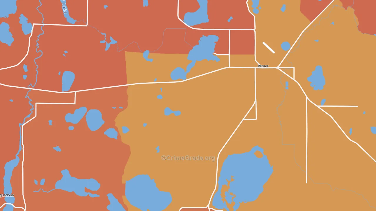 Remer, MN Map of Burglary Rates