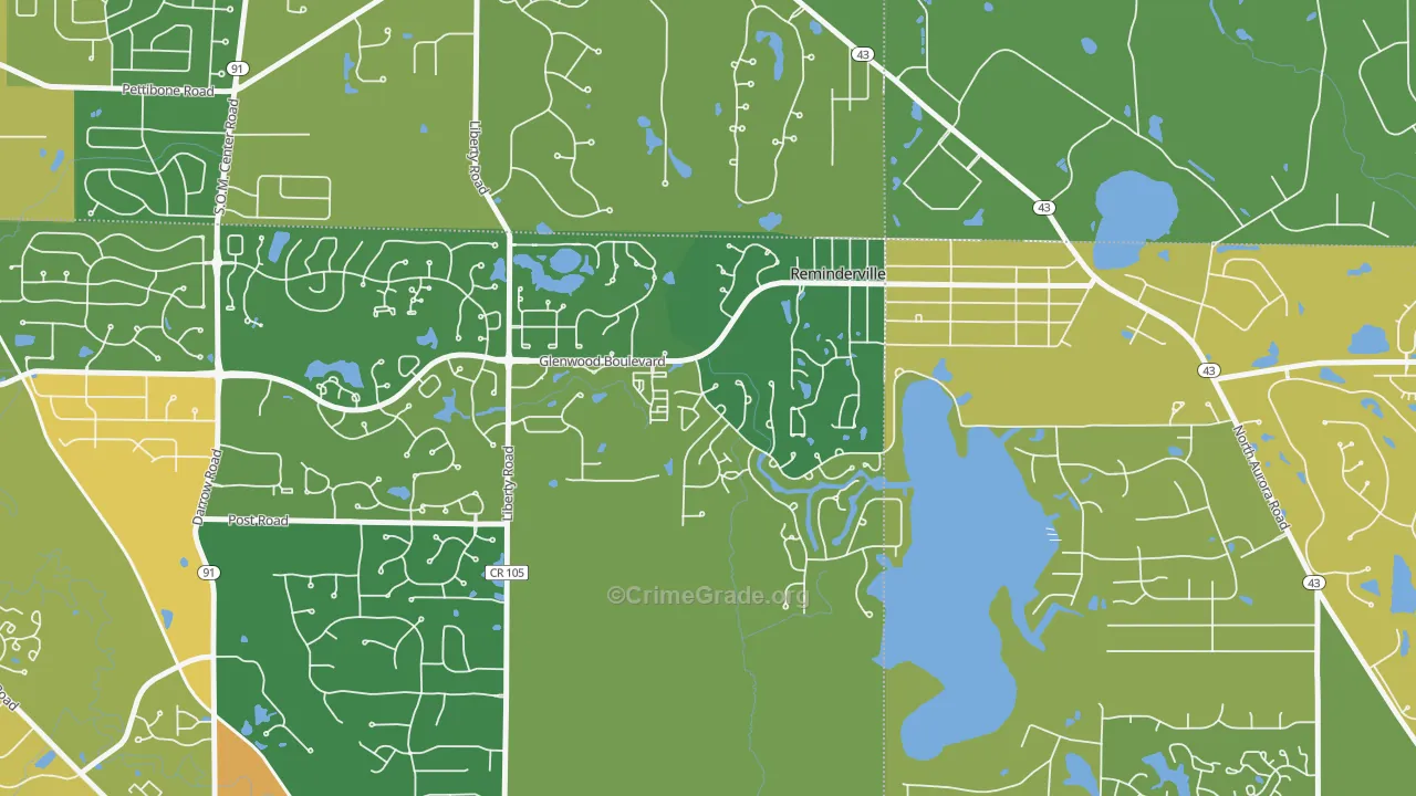 Reminderville, OH Map of Burglary Rates