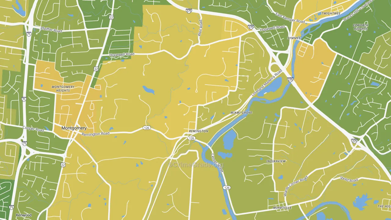 Remington, OH Map of Burglary Rates
