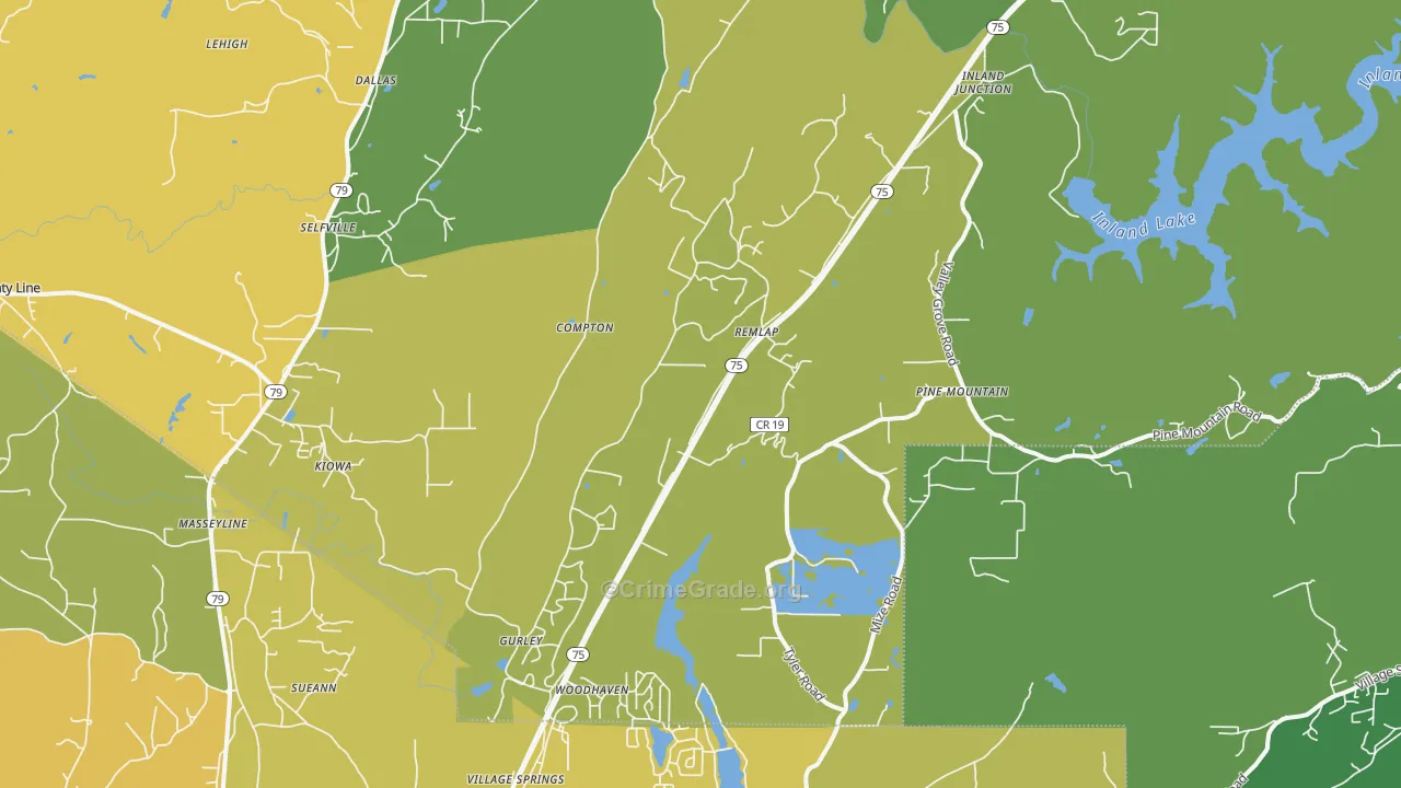 Remlap, AL Map of Burglary Rates