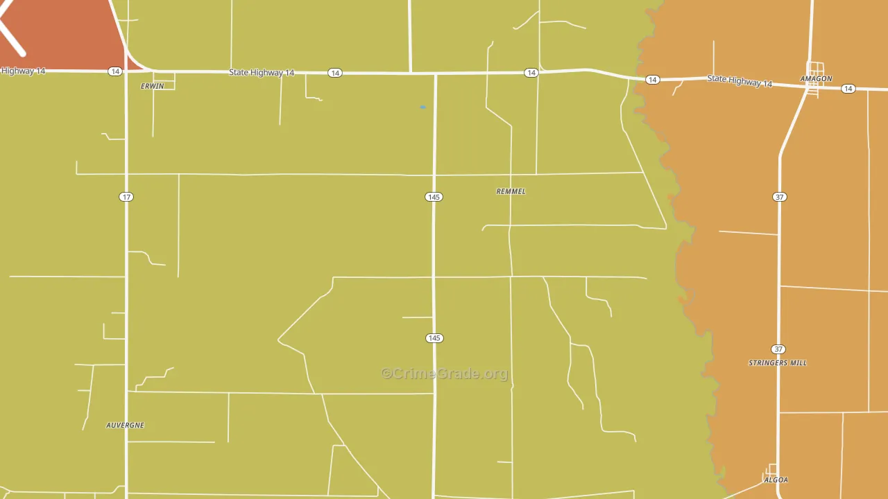 Remmel, AR Map of Burglary Rates