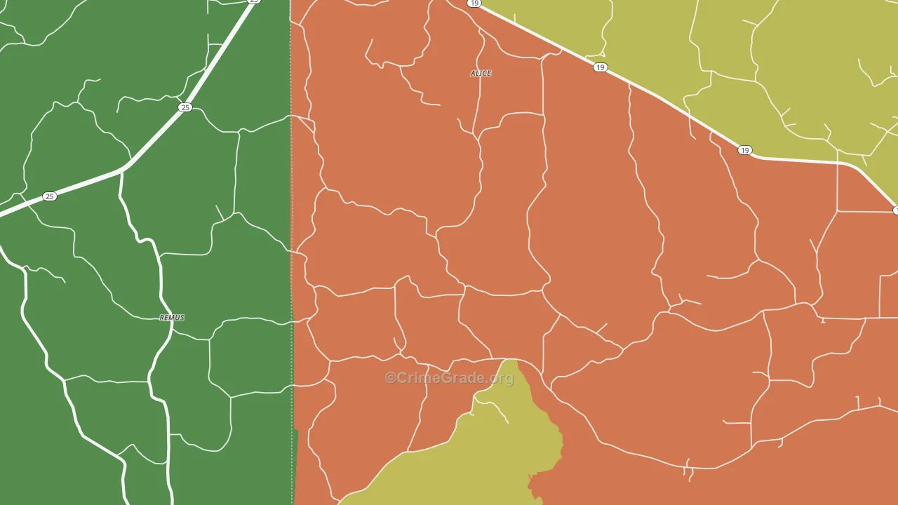 Remus, MS Map of Burglary Rates
