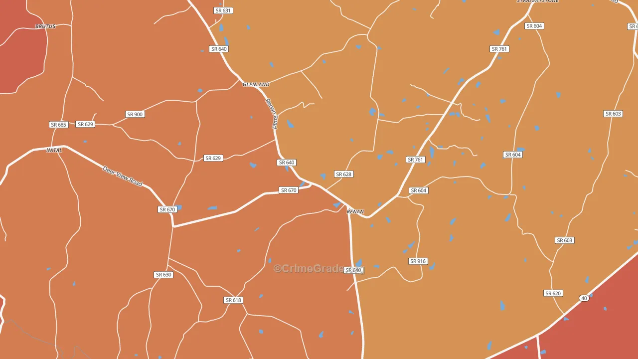 Renan, VA Map of Burglary Rates