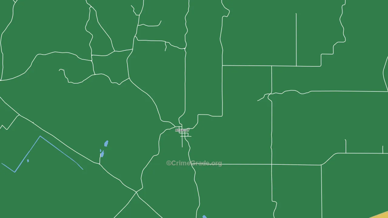 Renault, IL Map of Burglary Rates