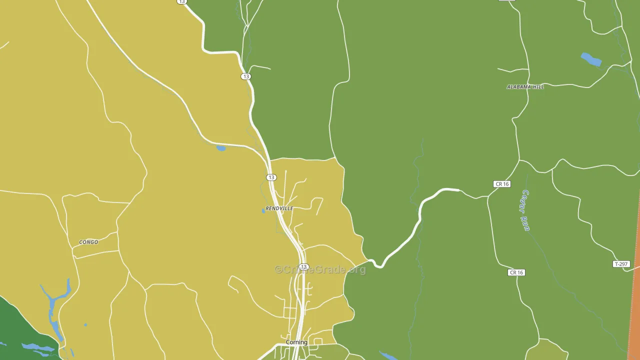 Rendville, OH Map of Burglary Rates