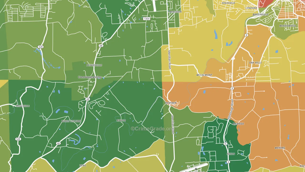 Renfrew, PA Map of Burglary Rates