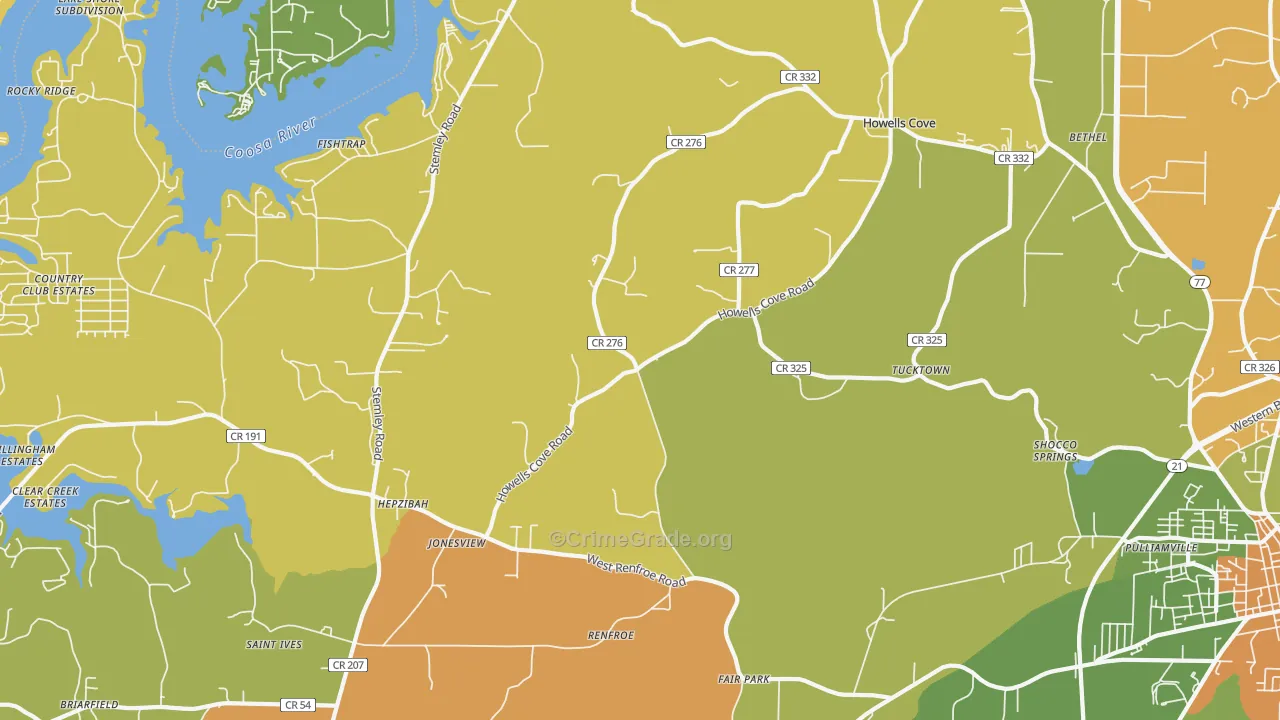 Renfroe, AL Map of Burglary Rates