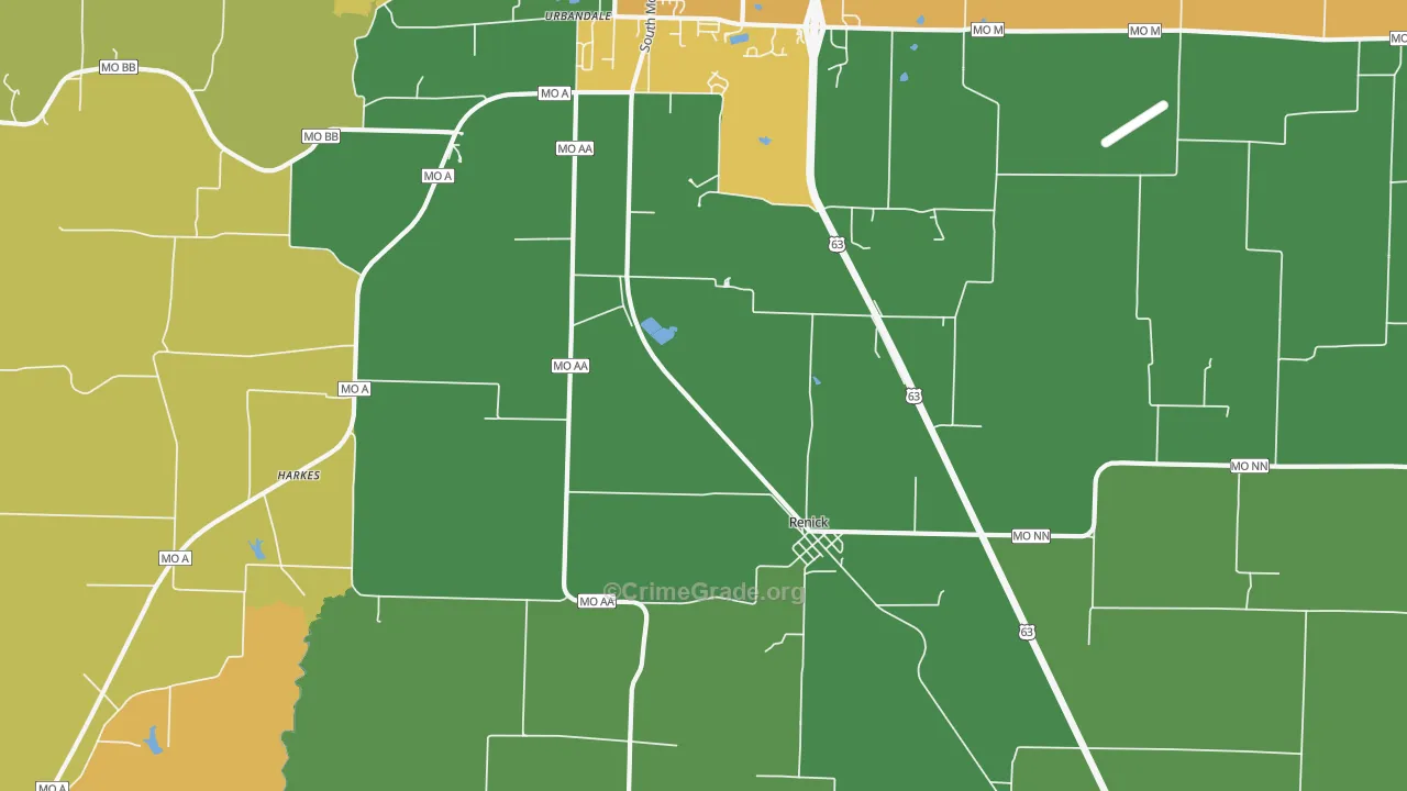 Renick, MO Map of Burglary Rates