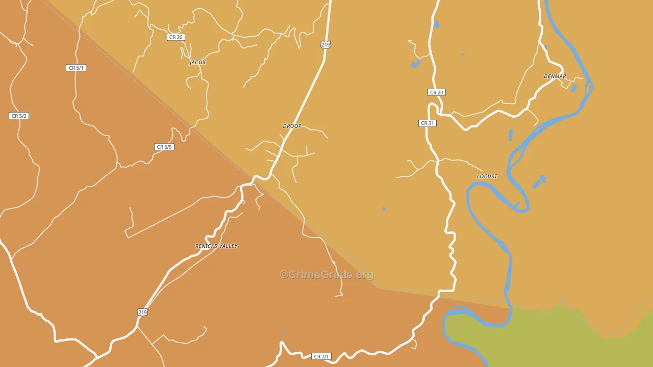 Renicks Valley, WV Map of Burglary Rates