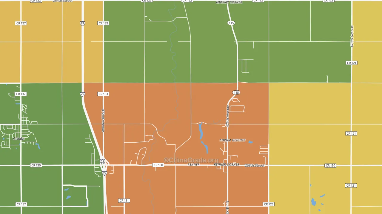 Renner, SD Map of Burglary Rates