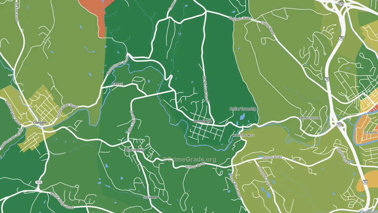 Rennerdale, PA Map of Burglary Rates